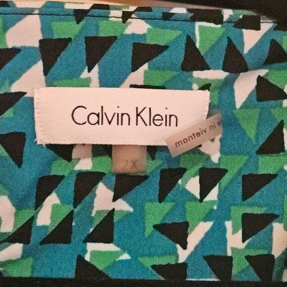 Calvin Klein sleeveless cowl neck teal & black blouse Plus Size- 2x - Picture 5 of 10
